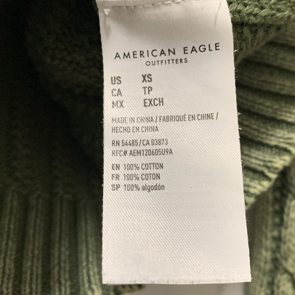 American Eagle 100% cotton AEO size XS green cable cropped sweater cardigan - Picture 4 of 5